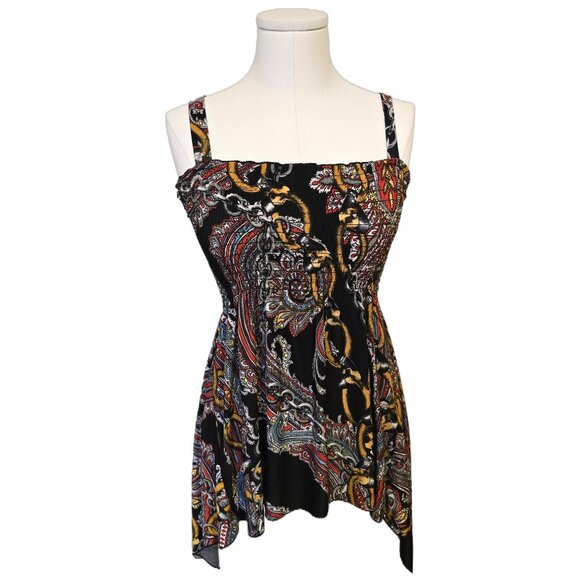 Vintage Y2K Candy Couture Tank Top Ruched Smocked Asymmetrical Glam Sz M - Picture 1 of 6